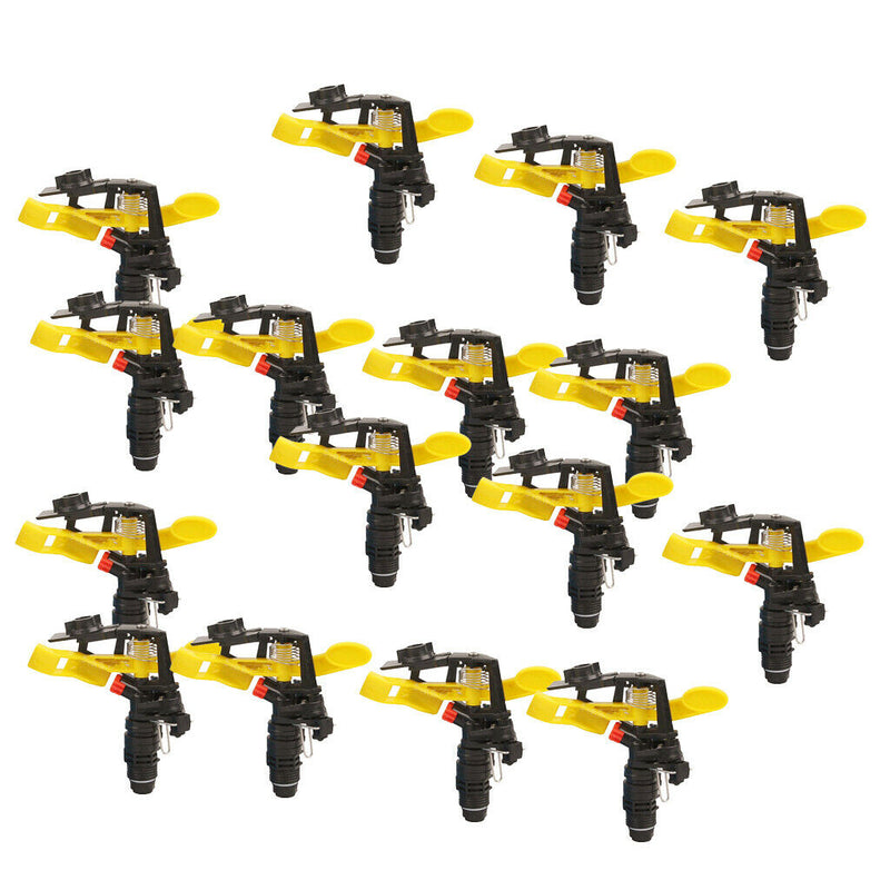 16 Pieces Heavy Duty Plastic Impact Head Sprinkler, 25-360 Degree Rotating Range