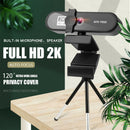 2K HD Computer Webcam USB2.0 Built-in Mic Conference With Privacy Cover Tripod
