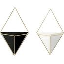 Geometric Wall Planter Set Of 2, Wall Hanging Decorative Mini Vases, Cerami