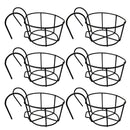 6x Railing Planter Baskets Flower Pot Holder Hanger Iron Plants Rack Pots Stand