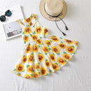 Summer Flower Girl Dress Sunflower Print Sleeveless Backless Floral Dress C H3H9