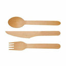 Disposable wooden tableware 200 pieces - 50x spoons, 50x forks, 50x knives, R5B8