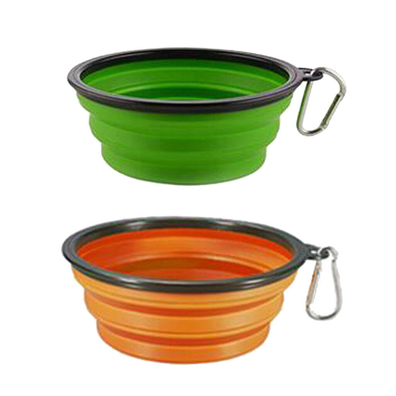 2 Pieces Collapsible Dog Bowl, Silicone Portable and Foldable Water Bowls with