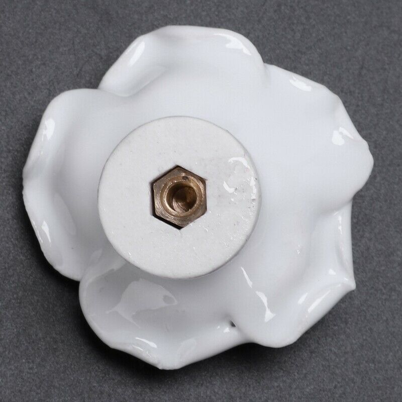 1 x Button Door Handle Drawer Cabinet Closet Ceramic Flower Rose Dresser Kn P7A6