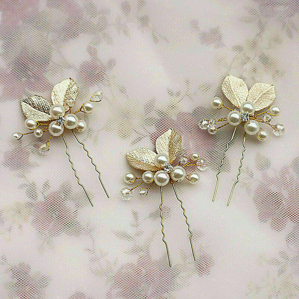4PC Wedding Bridal Flower Rhinestone Crystal Hair Bridesmaid Clips