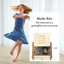 Retro Wood White Hand Cranked Music Box Kids Child Birthday Gift Home Decor