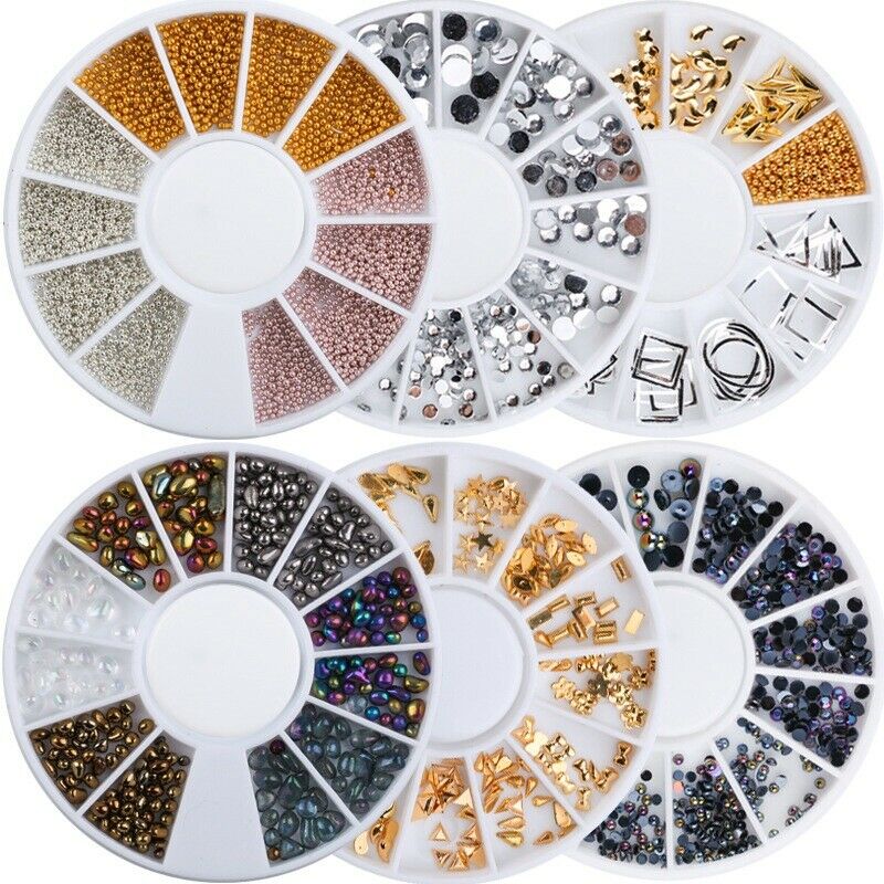 Nail Art Jewelry 12 Grid Disc Hollow Alloy Color Gravel Rivet Rhinestone Ma A2R6