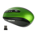 2.4GHz Wireless Optical Mouse USB 2.0 Receiver 6Button 1800dpi for PC Green