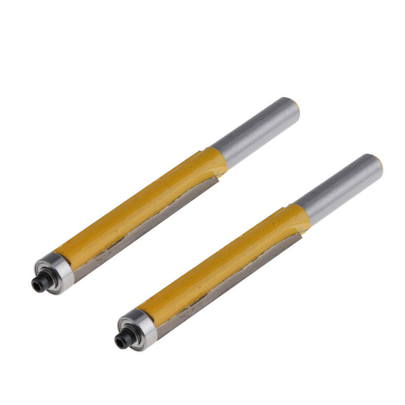2 Pack 3/8 Diameter Flush Trim Pattern Template Router Bit - Wood Top Bearing
