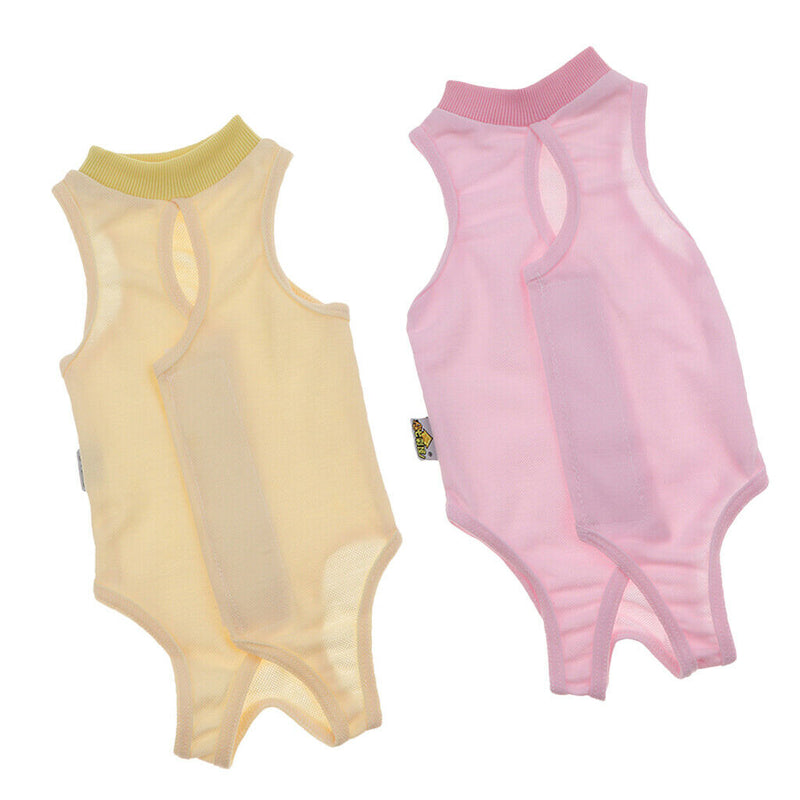 2Pcs Yellow Pink Pet Apparel  Recovery Suit for Cats Care Weaning