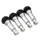 4pc TR414 Chrome Tubeless Snap In Wheel Tyre Tire Valve Stems Rubber Dust Cap