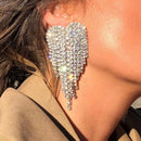 Rhinestone Tassel Earrings, Crystal Earrings, Large Heart Shape Sparkling D