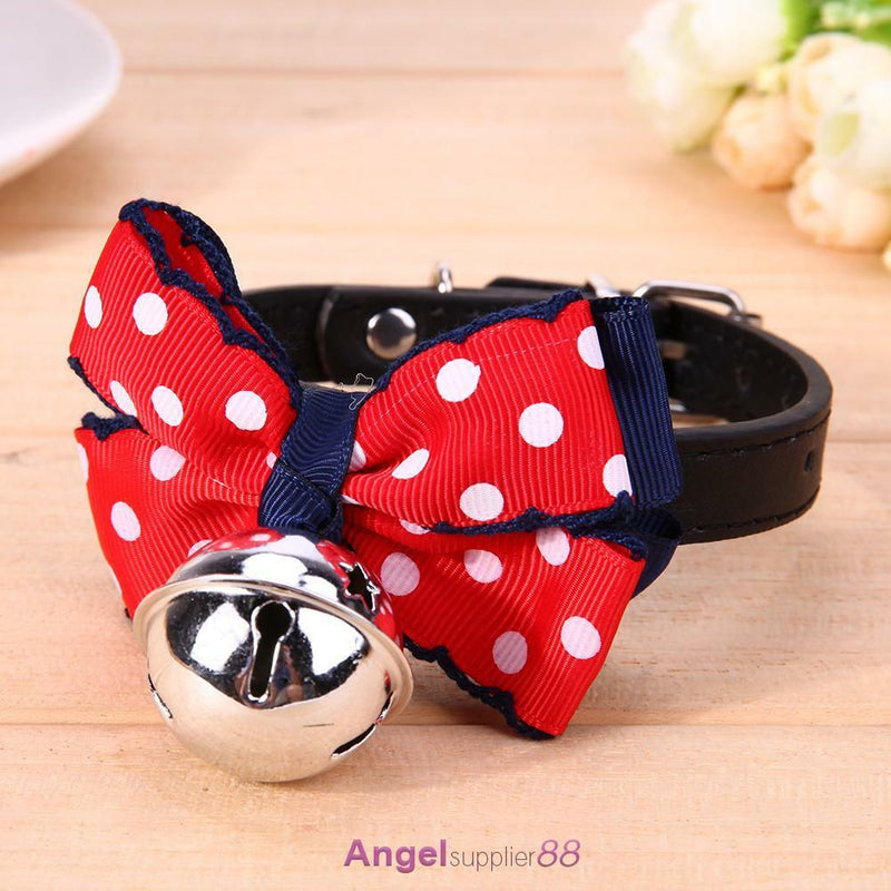 Adjustable Pet Cat Bow Tie Collar velvet safety Kitten Colar Necklace with Bell