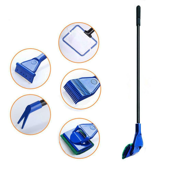 5 in 1 Glass Fish Tank Aquarium Glass Brush Cleaning Brush Fishnet Cleaner #gib
