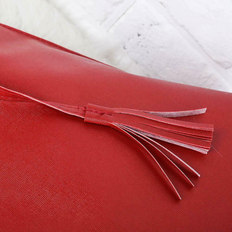 Women Shoulder Bag PU Leather Handle Bags Girls Tassel Tote Handbags(Red)