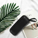 Artificial Leather Sunglasses Eyeglasses Zipper Case with Strap Black S8B8
