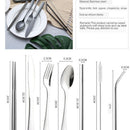 7pack Cutlery Tableware w/ Pouch Fork Spoon Straws Office Camping Picnic