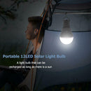 Portable 12LED Solar Light Bulb Outdoor Camping Tent Lamp Emergency Lights