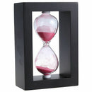 Wooden Frame 30 Minutes Hourglass Sand Timer Black Frame Pink Sand E6Z8