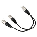 New 3pin XLR FEMALE jack to dual 2 MALE plug Y SPLITTER cable adaptor 1 ft