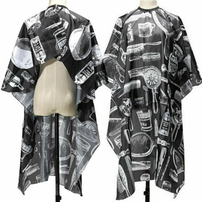 Black Hairdressing Gown Cape Hair-Cut Salon Barber Nylon Cloth Wrap Protect