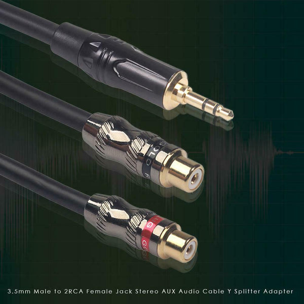 3.5mm Male to 2RCA Female Headphone Splitter Audio Cable Adapter Converter Cord
