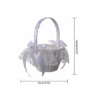 Romantic Wedding Flower Basket Lace Bow Bride Flower Girl Basket Small Size C9G5