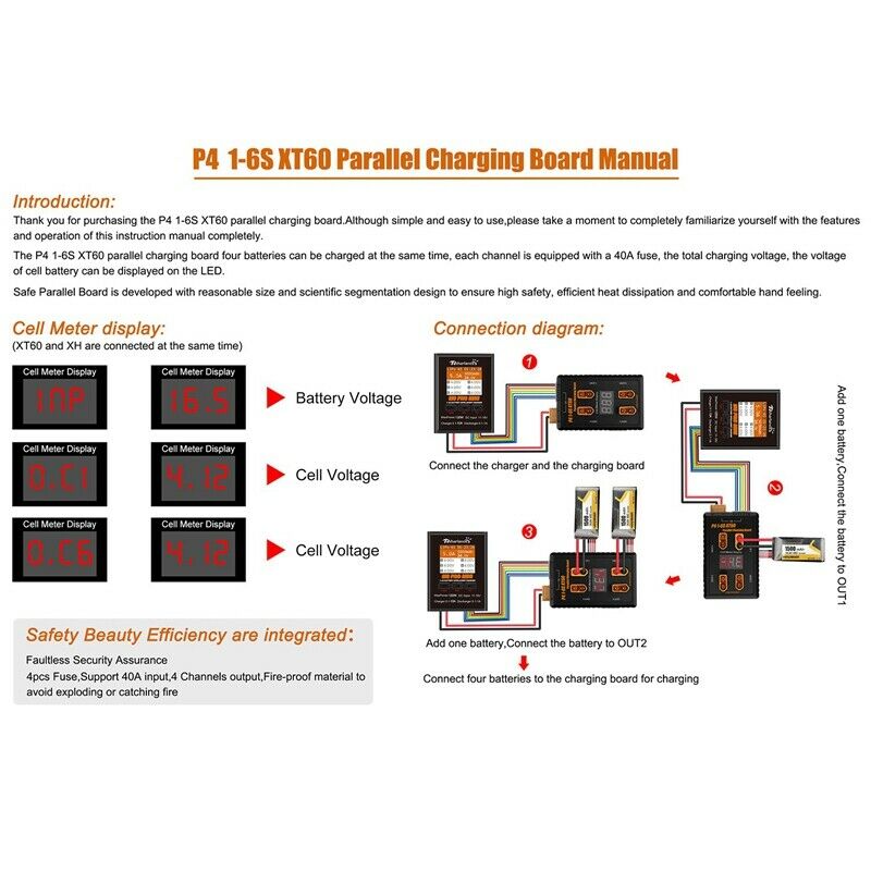 P4 1-6S Xt60 Parallel Charging Board D6E5