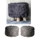 2pcs 16" Comfy Furry Footstool Cover Round Stool Slipcovers Protector Gray