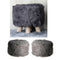 2pcs 16" Comfy Furry Footstool Cover Round Stool Slipcovers Protector Gray