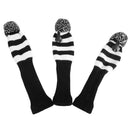 3 Pcs Black & White Stripe Sock Retro Golf Wood Headcover Golf Headcover Se