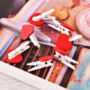 50pcs Red Heart Shape Wooden Clips Clothespins Memo Pegs Photo Paper Clips OME
