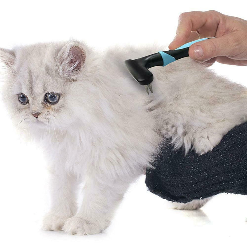 Double Row Stainless Steel Pins Dog Rake Deshedding Dematting Brush Comb