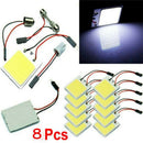 8Pcs 48-SMD COB White Panel LED T10 Car Interior Panel Light Dome Lamp Bulb 12V