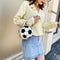 Round Shoulder Bag Women Totes Chain Messenger Handbag (Football White)