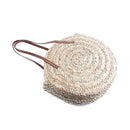 Women Bohemia Wind Beach Circle Round Rattan Straw Summer Travel Shoulder B