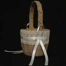 Women Wedding Flower Basket Rustic Lace Purfle Knot Bridal Basket Girl'S Fl