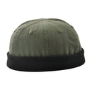 2 Pieces Fashion Cotton Skullcap Retro Roll up Edge Docker Hat Adjustable