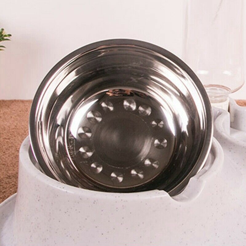 Pet Stainless Steel Dog Cat Bowl Pet Basin Automatic Water Feeding Two Bowl