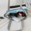 Fashion Striped Shoulder Handbags Women Canvas Large Shopping Totes (Grey)