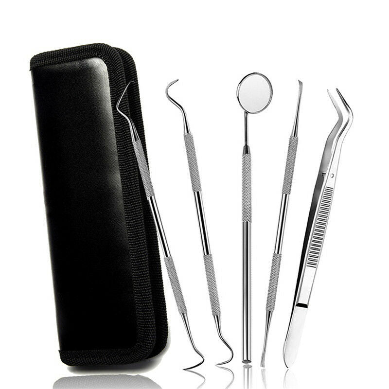 5Pcs Stainless Steel Dental Oral Hygiene Kit Tools Deep Cleaning Teeth CareBX