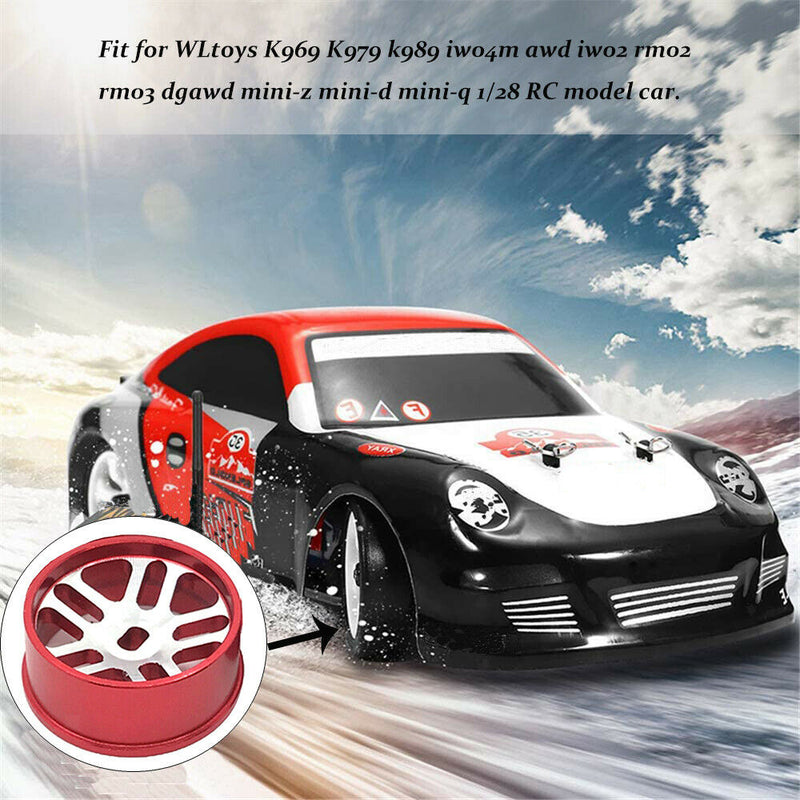 4Pcs Metal Wheel Rim Set Fit for WLTOYS K969 K979 K989 1/128 RC Car Red