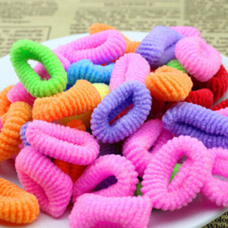 90Pcs/ Pack Elastic Candy Color Baby Girls' Towel Hair Ropes Kids' Hair Bands M&