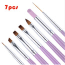 Pro 7x Nail Art UV Gel Painting Drawing Brushes Acrylic Flat Brush Set Kit Tool