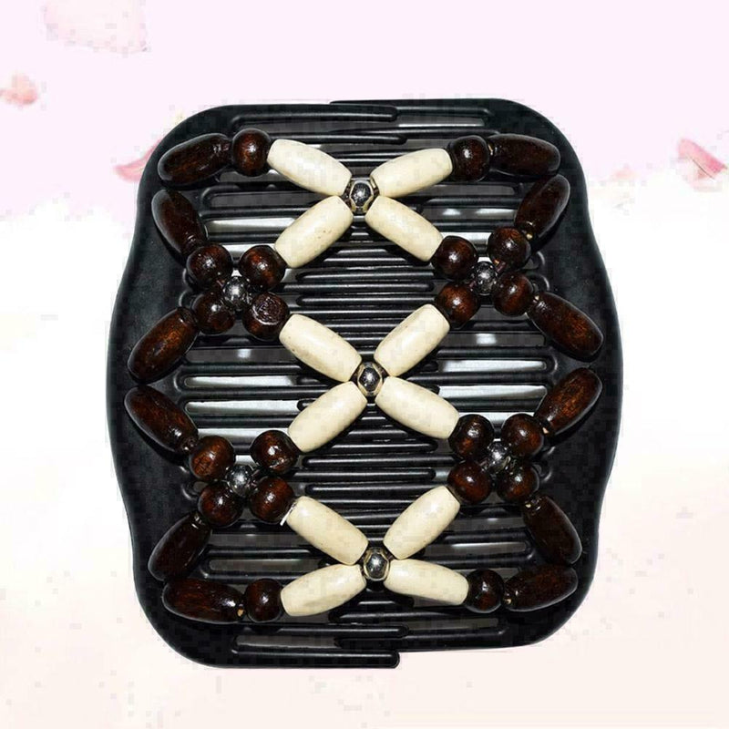 Handmade Magic Beads Double Hair Comb Stretchy Hair Combs Clips Elasticity W1R3