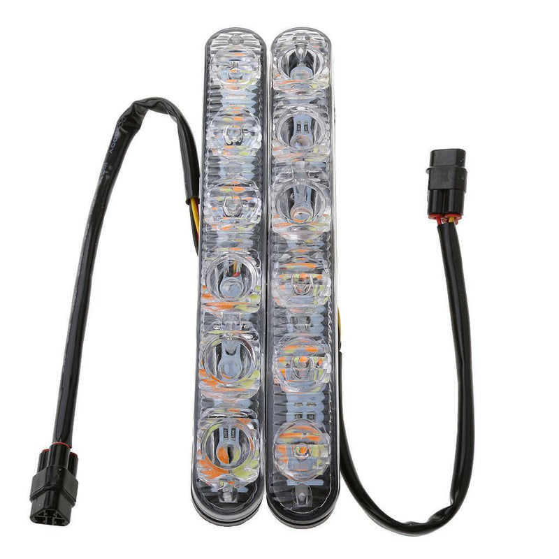 2x Double Color White & Amber 6LED Daytime Running Light Turn Signals Lights