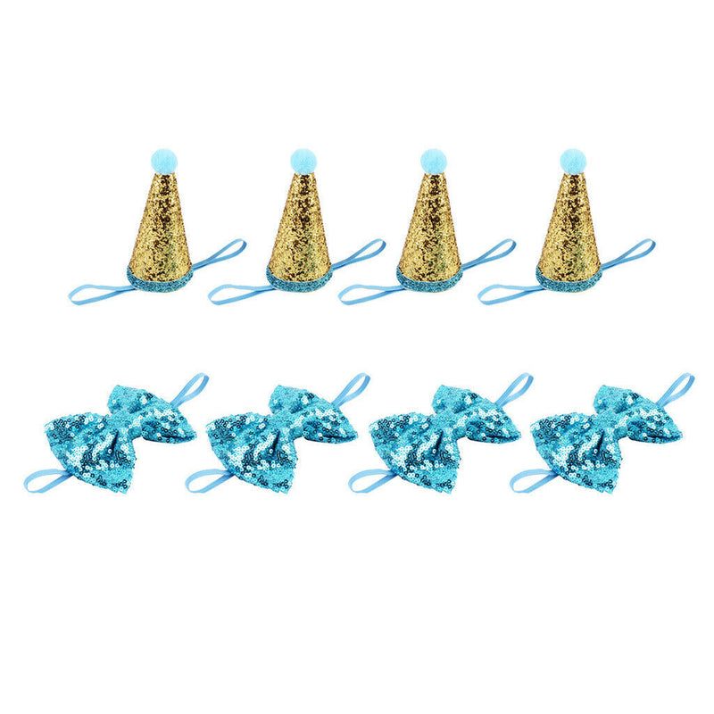 4 Pcs Crown Hat Dog Cat Party Cap Bowknot Headwear Pet Grooming Accessory