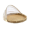 1pc Covered Bamboo Serving Food Tent Basket Tabletop Food Storage Holes M