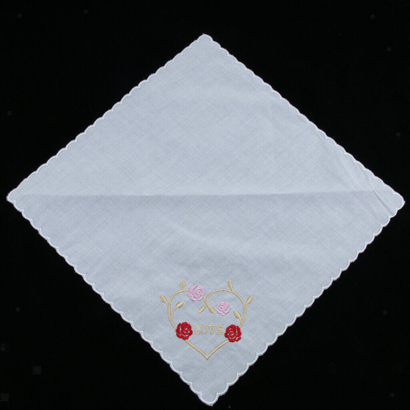 Cotton Floral Embroidered Handkerchiefs Set of 3