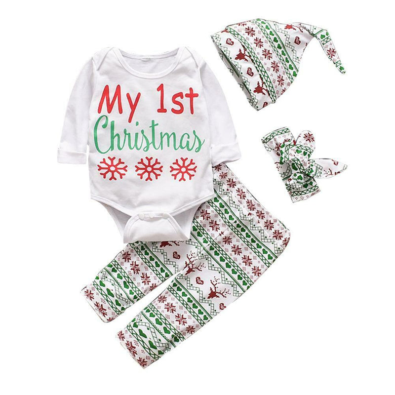 4pcs Toddler Boys Girls Clothes Set Cartoon Print Cotton Clothing (9-12M)